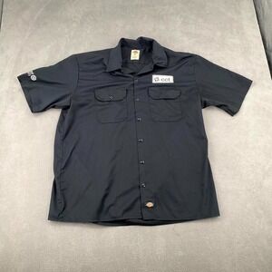 Disckies Work Shirt Mens XL Black Twill Jamf University Collared Button Up